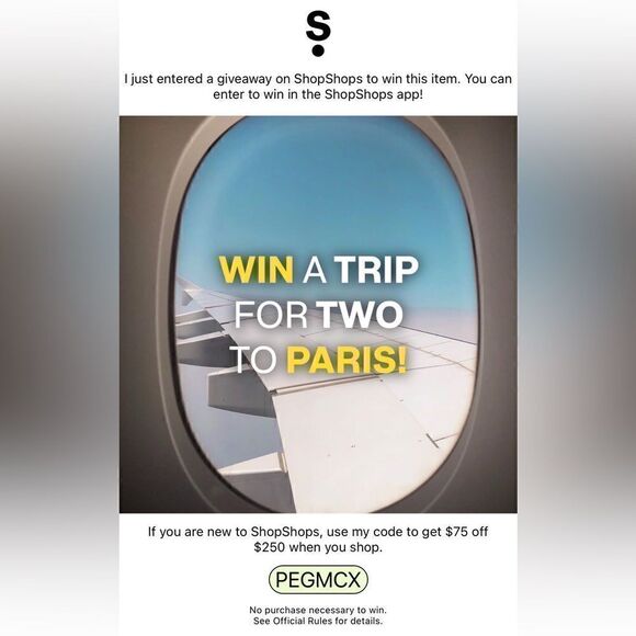 Win a trip to Paris via the ShopsShops App!! - Picture 1 of 2